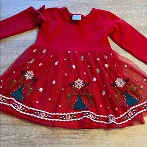 Hanna Andersson 12/18 month tulle embroidered reindeer dress VGUC